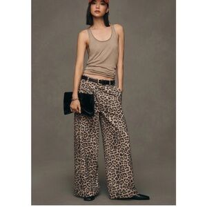 Leopard Print Wide-Leg Pants